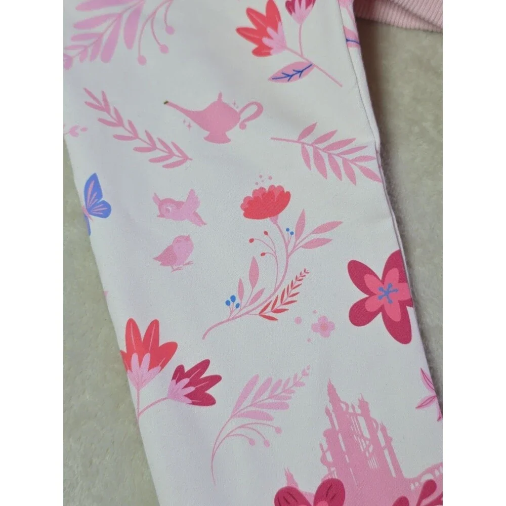 Patpat Two Piece Sweatshirt And Leggings 3-4 Years Disney Princesses Pink Floral